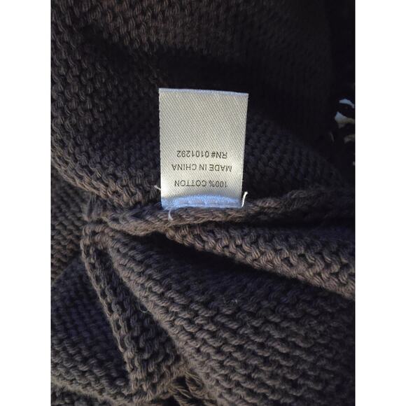 Lulu B Fringed Crochet Sweater Cardigan Women's Sparkle Buttons Boho Brown - Picture 9 of 10